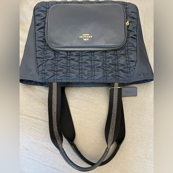 COACH Court Ruched Nylon w/Leather Trim Tote Bag - Picture 4 of 12